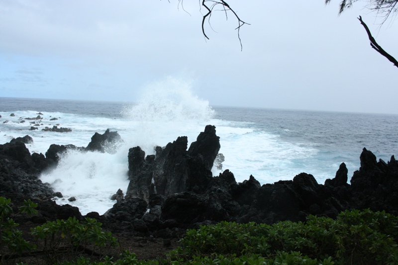 photo of a wave crashing near Laupehoehoe Beach Park, big island, Hawaii